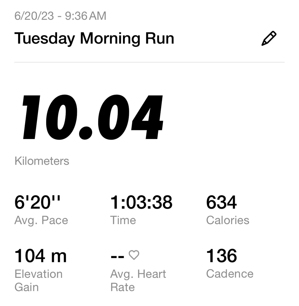 The tracker record of the 10 km run: 10.04 kilometres